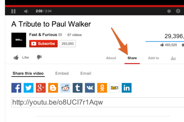 YouTube share link