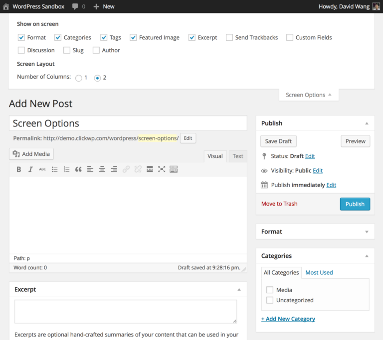 Dashboard Screen Options » WordPress Field Guide